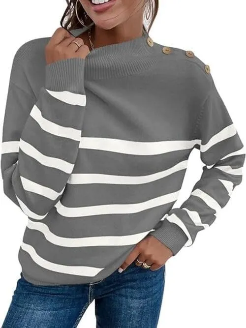 Adeline Striped Shoulder Detail Sweater