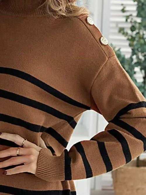 Adeline Striped Shoulder Detail Sweater