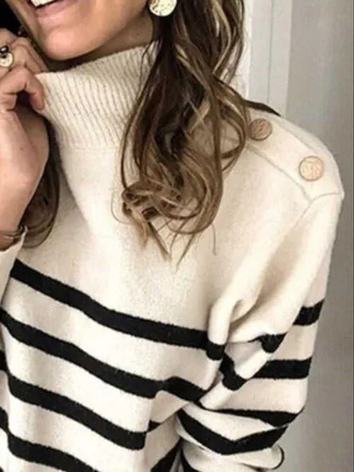 Adeline Striped Shoulder Detail Sweater