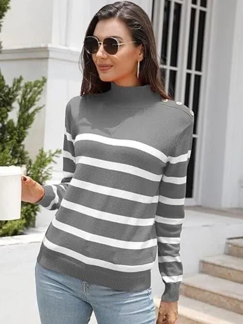 Adeline Striped Shoulder Detail Sweater