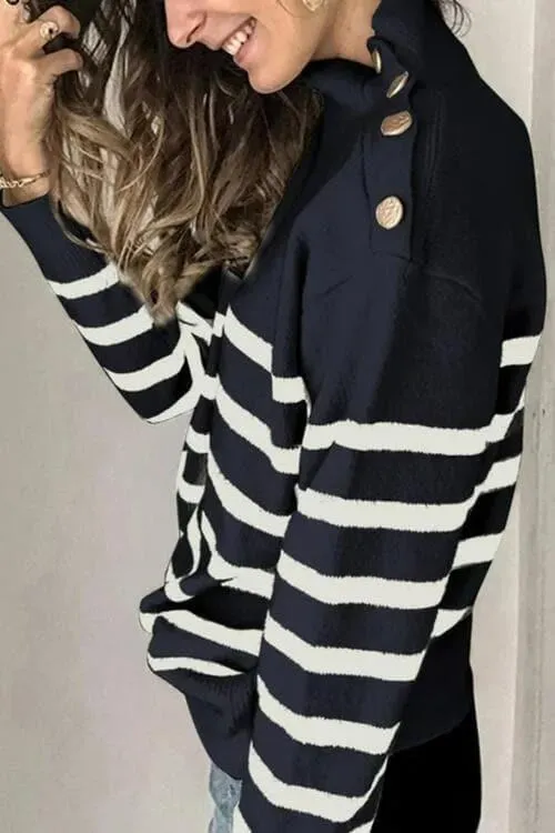 Adeline Striped Shoulder Detail Sweater