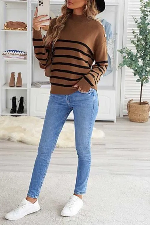 Adeline Striped Shoulder Detail Sweater