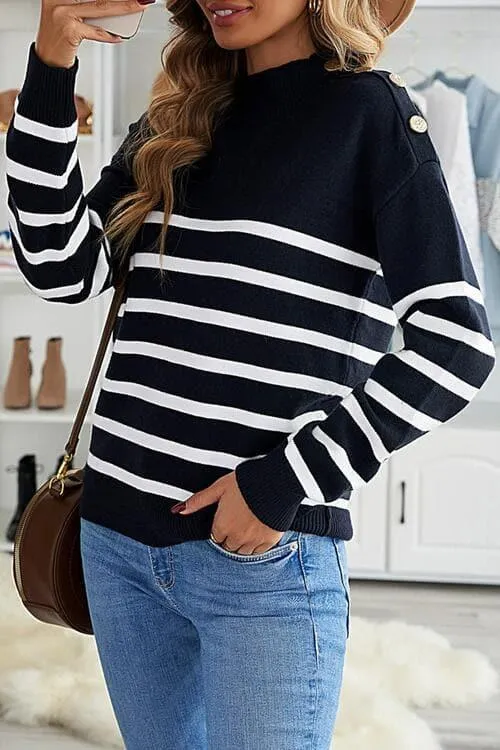 Adeline Striped Shoulder Detail Sweater