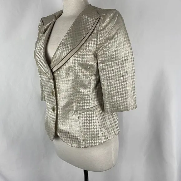 ArmaniCollezioniTan Shimmer Houndstooth Jacket