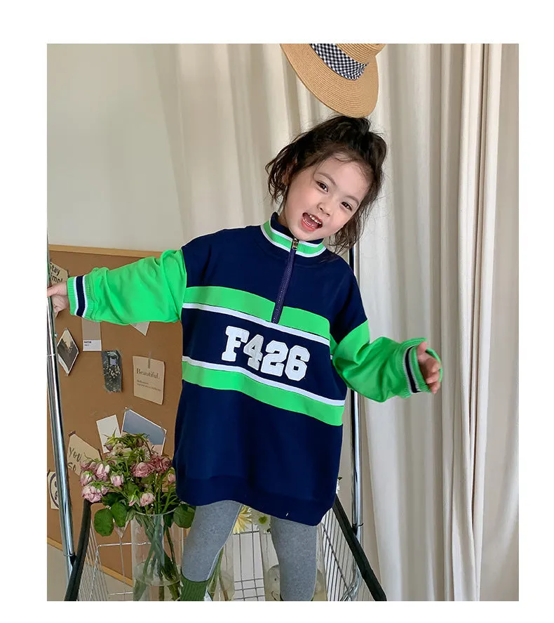 Baby Kid Girls Letters Color-blocking Hoodies Swearshirts