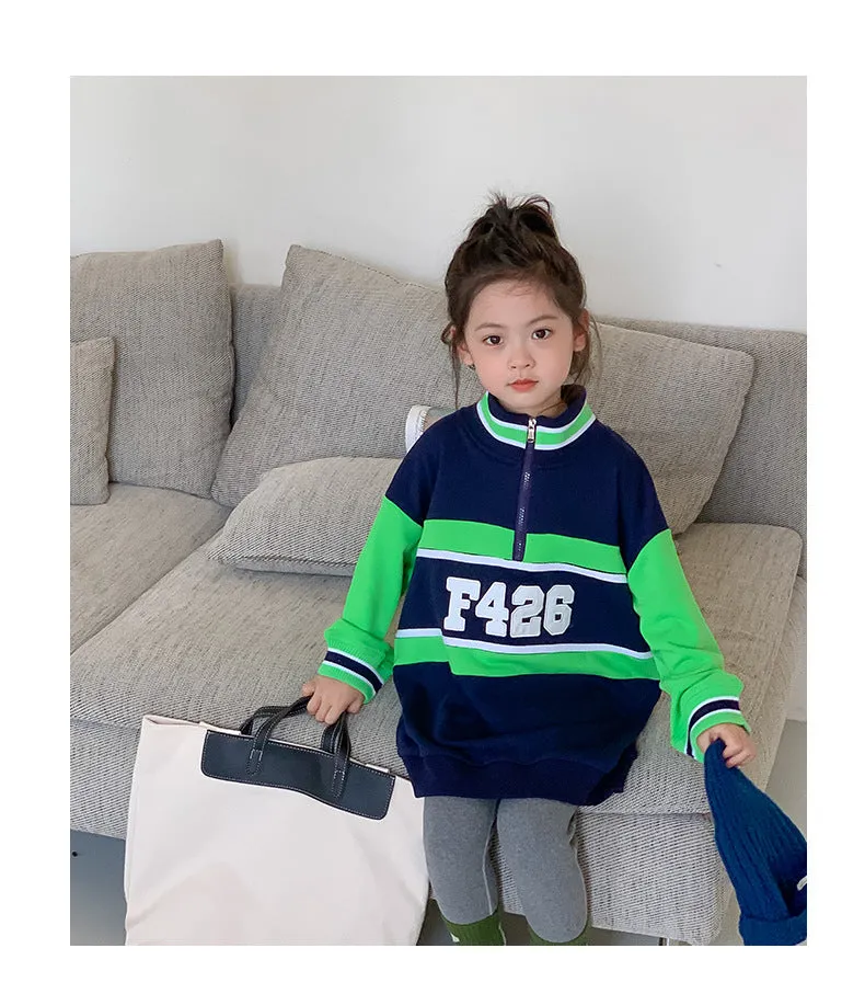 Baby Kid Girls Letters Color-blocking Hoodies Swearshirts