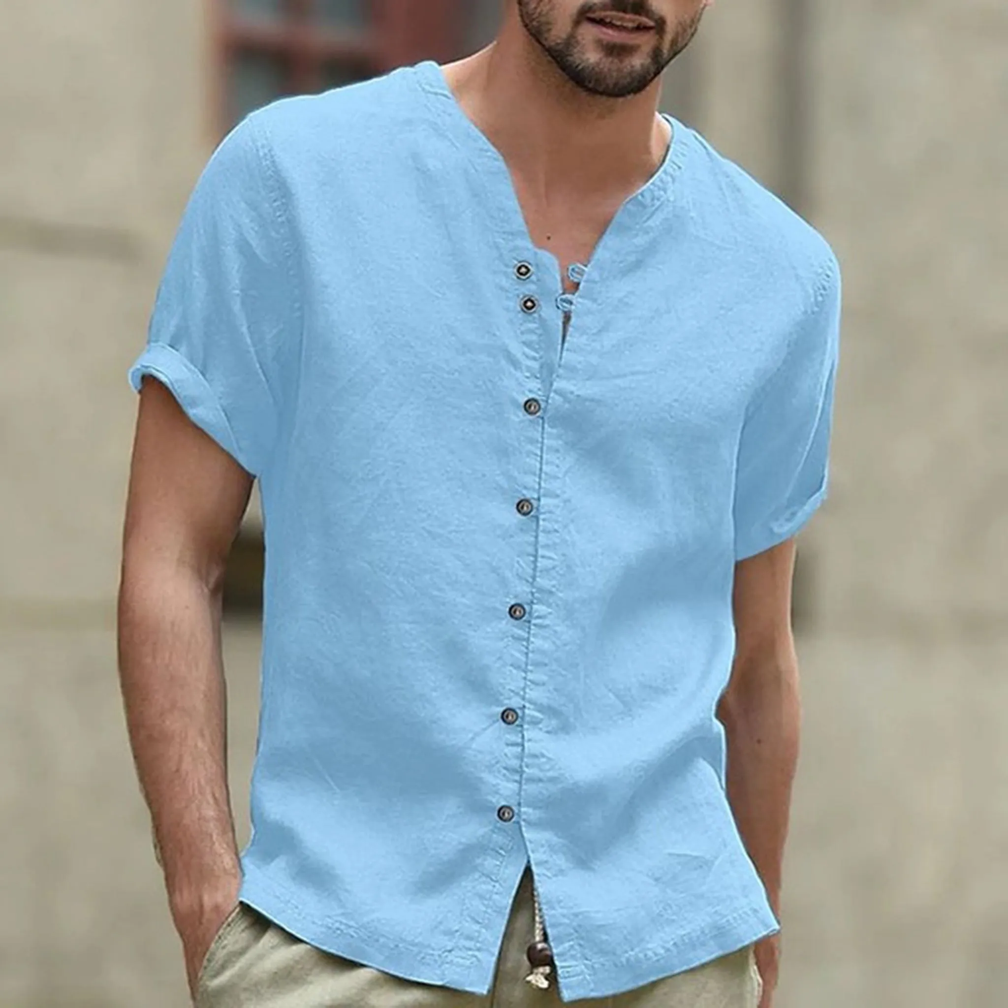 Blue retro-style holiday shirt