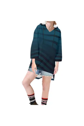 BLUE ZEBRA Step Hem Tunic Hoodie for Women (Model H25)