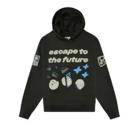 BROKEN PLANET ESCAPE TO THE FUTURE HOODIE SOOT BLACK