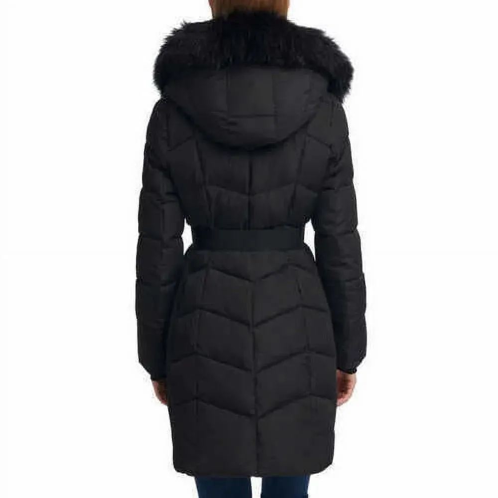 Calvin Klein Faux Fur-Trim Belted Parka Coat