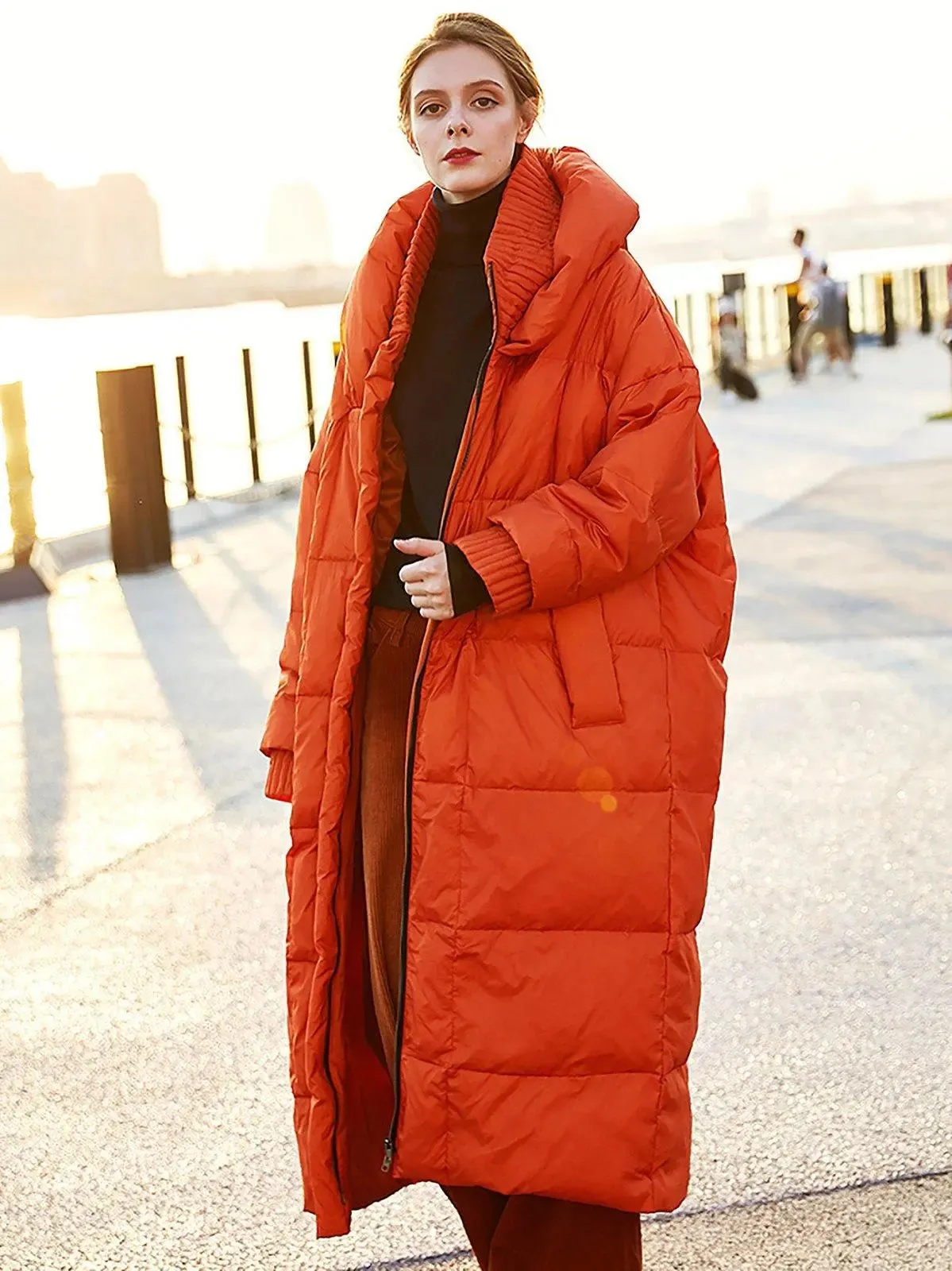 Cherry Oversize Orange Hooded Down Puffer Parka