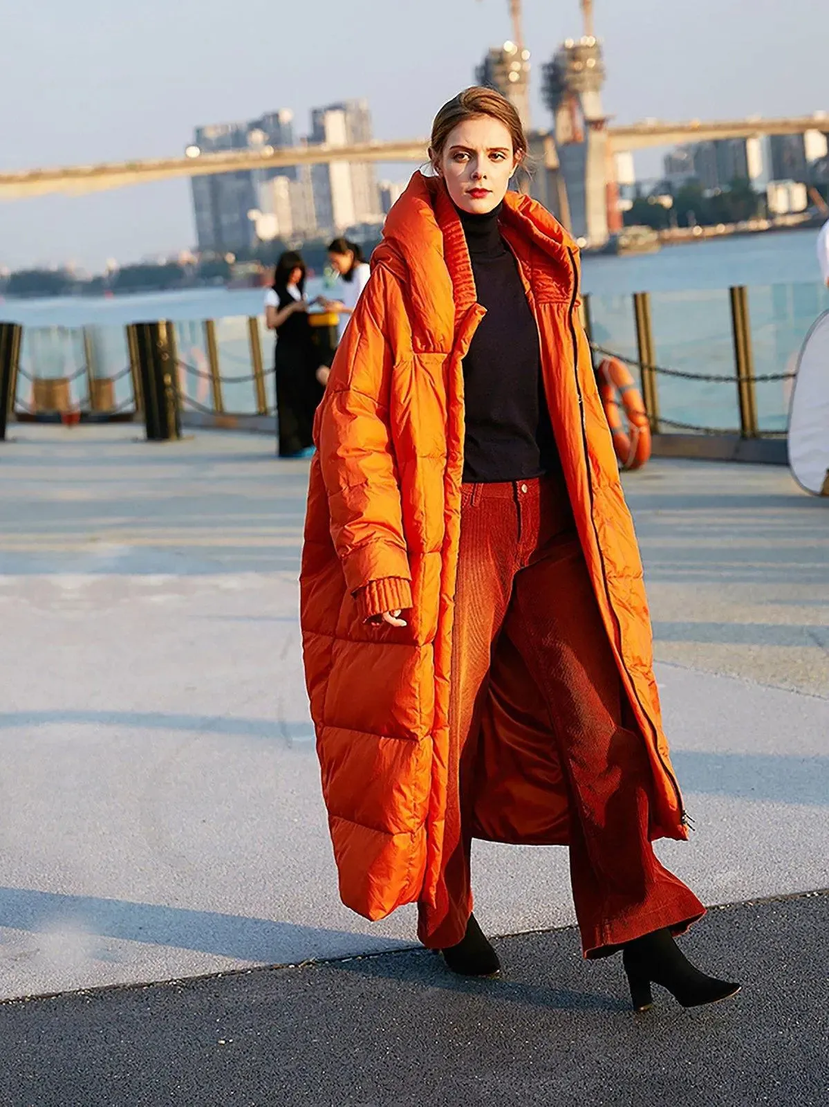 Cherry Oversize Orange Hooded Down Puffer Parka