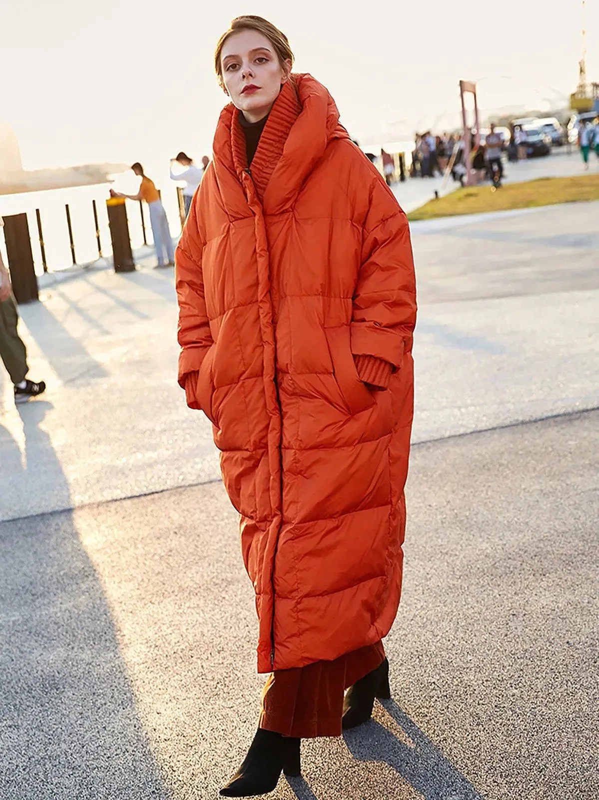 Cherry Oversize Orange Hooded Down Puffer Parka