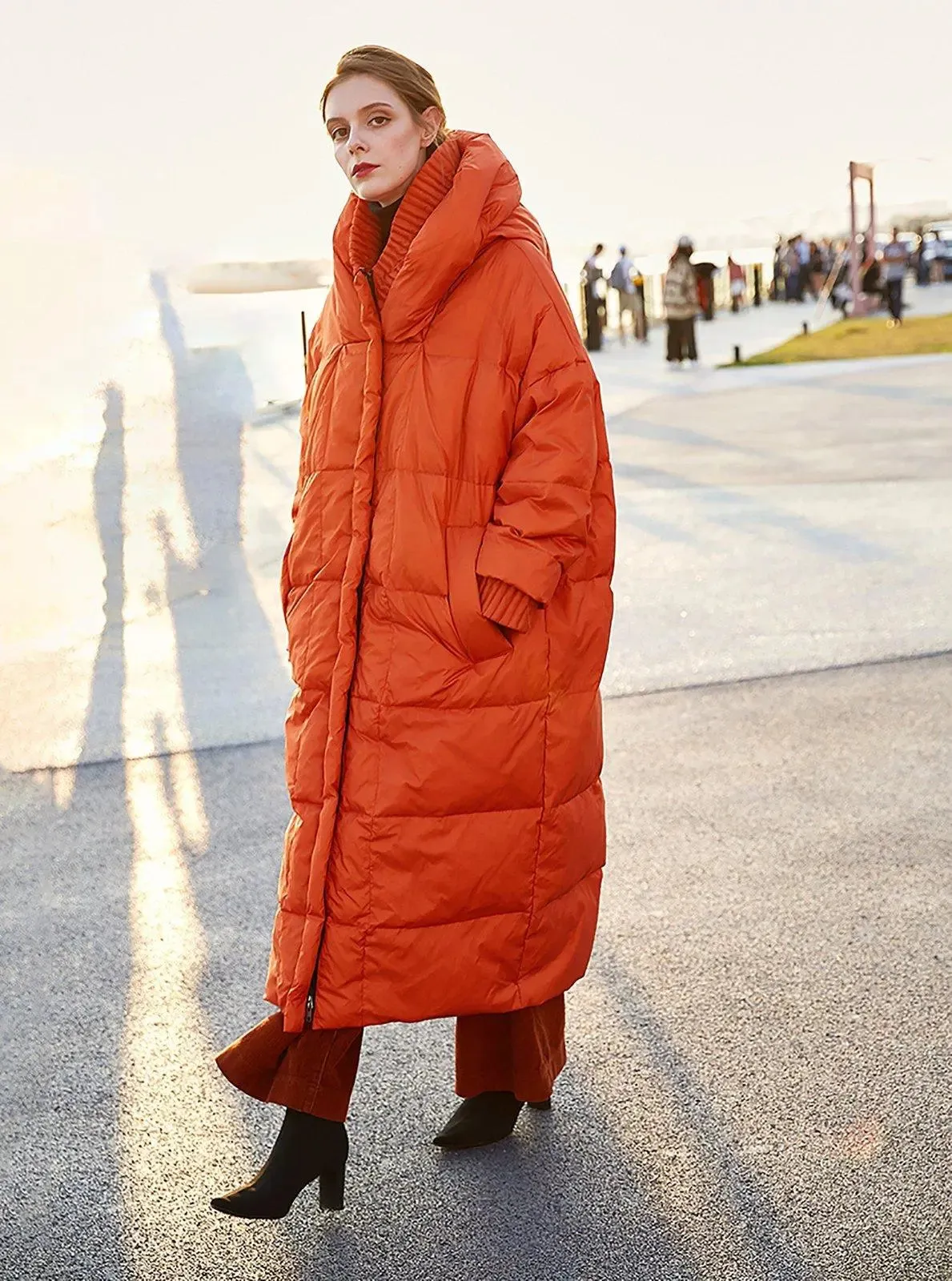 Cherry Oversize Orange Hooded Down Puffer Parka