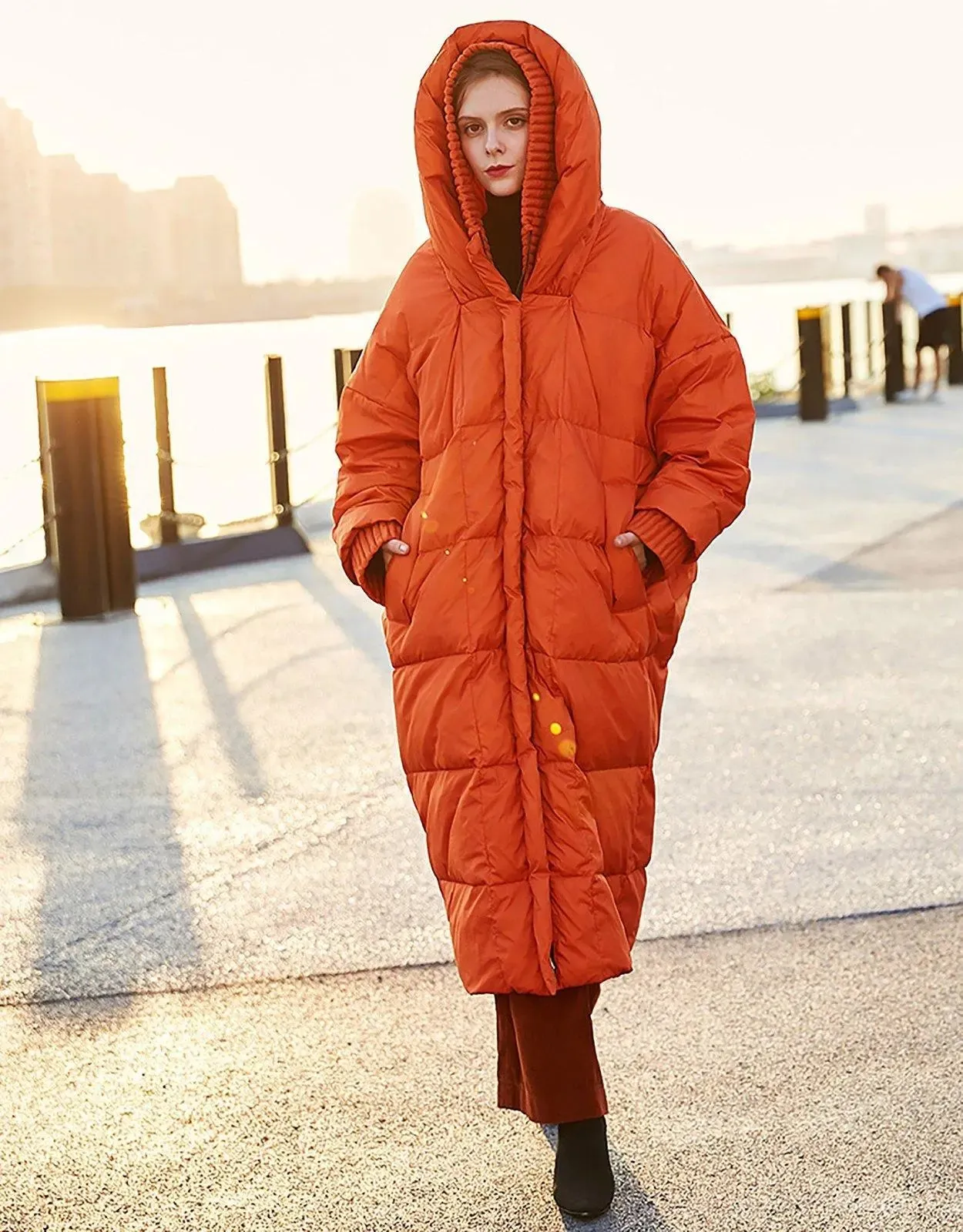 Cherry Oversize Orange Hooded Down Puffer Parka