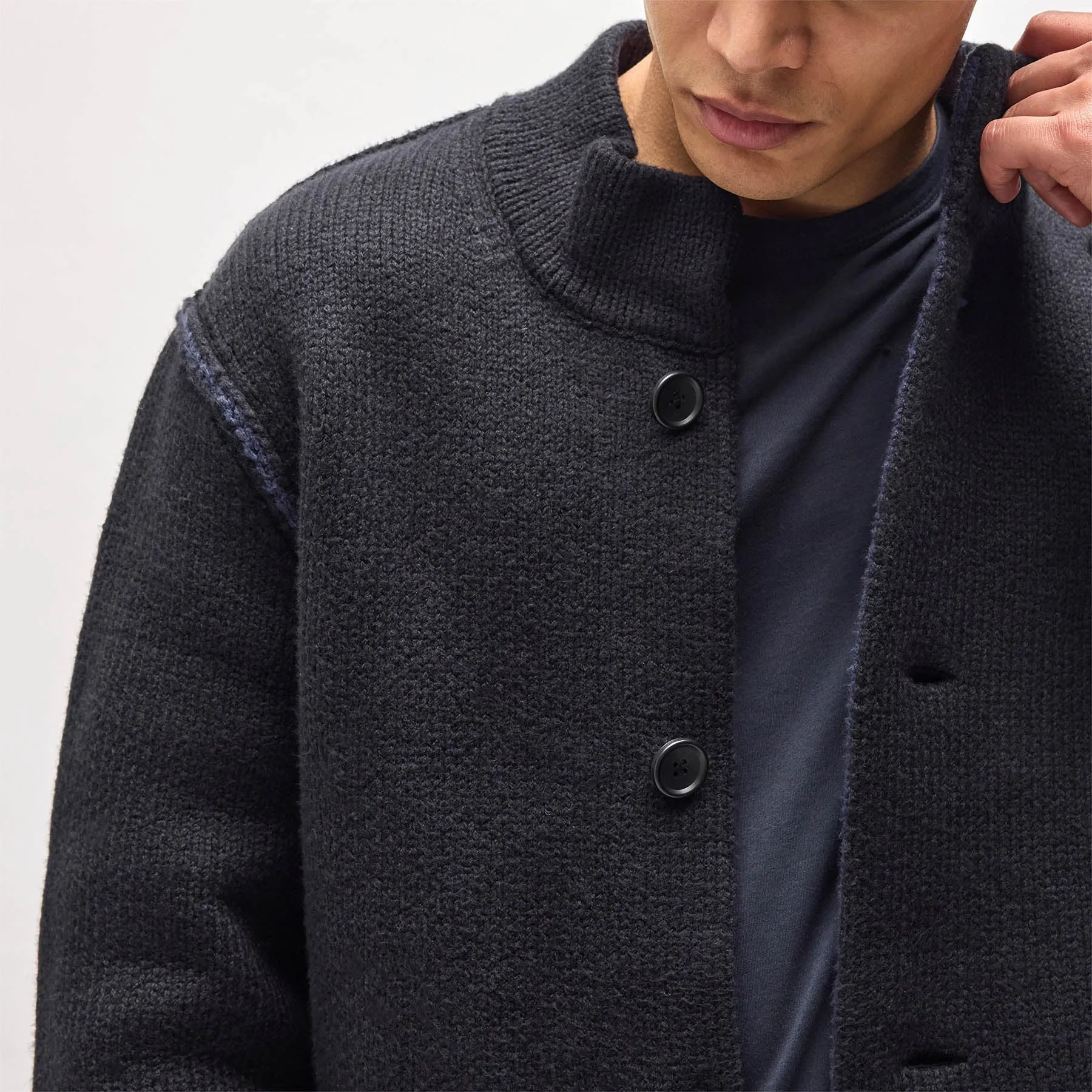 Coastal Knit Jacket - Black/Navy