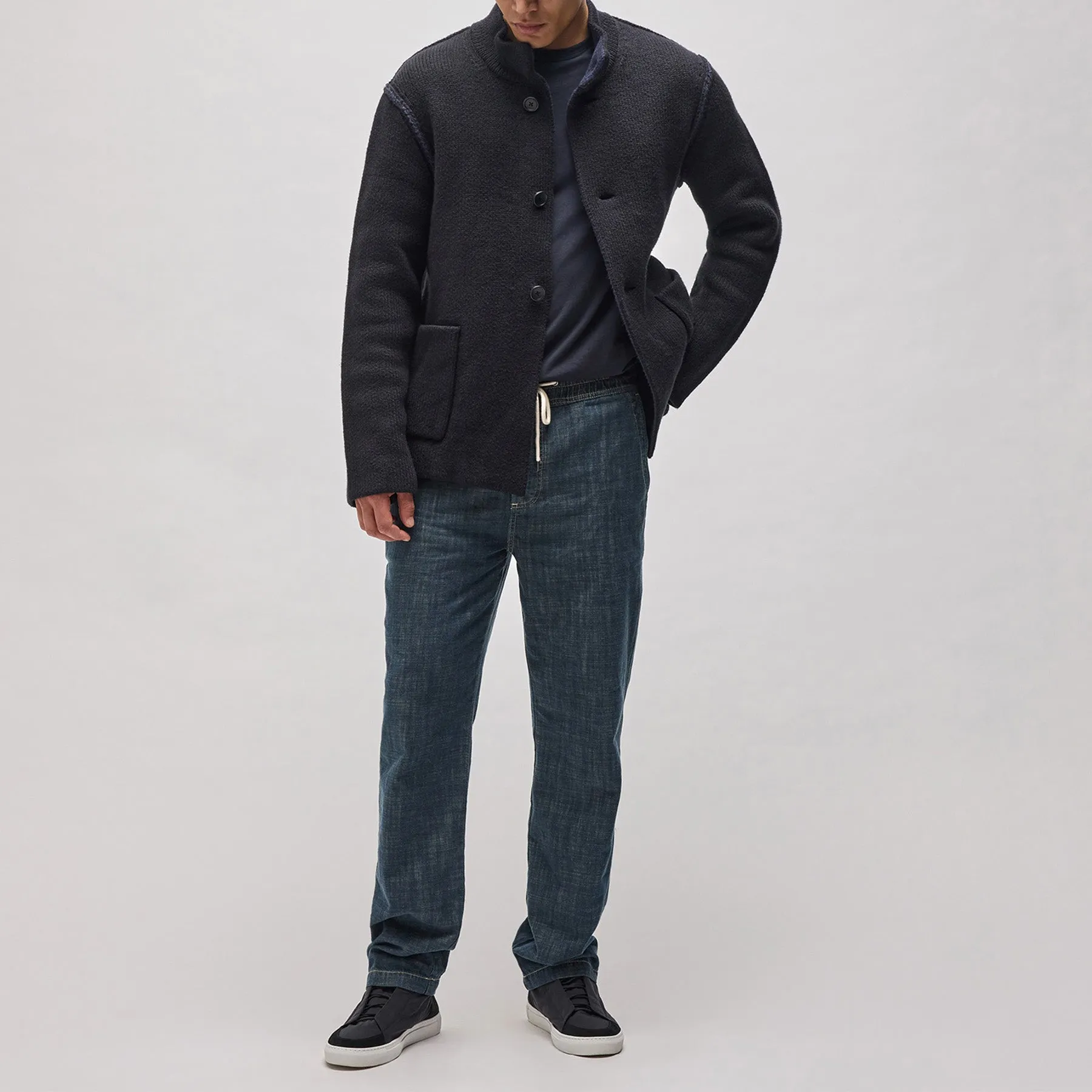 Coastal Knit Jacket - Black/Navy