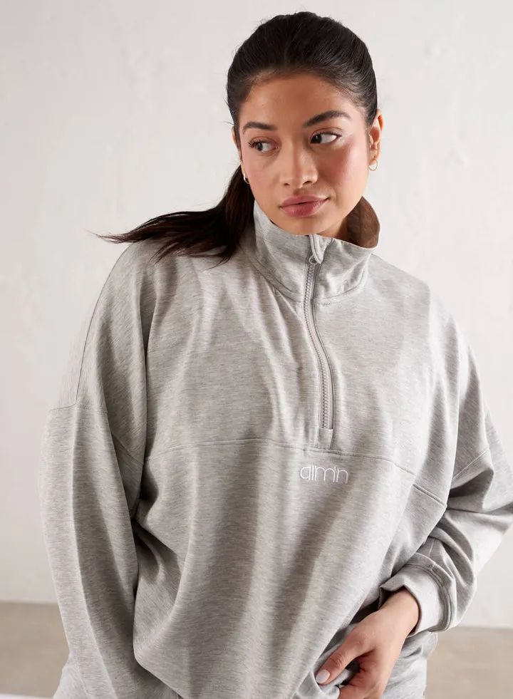 Comfy Half Zip | Light Grey Melange