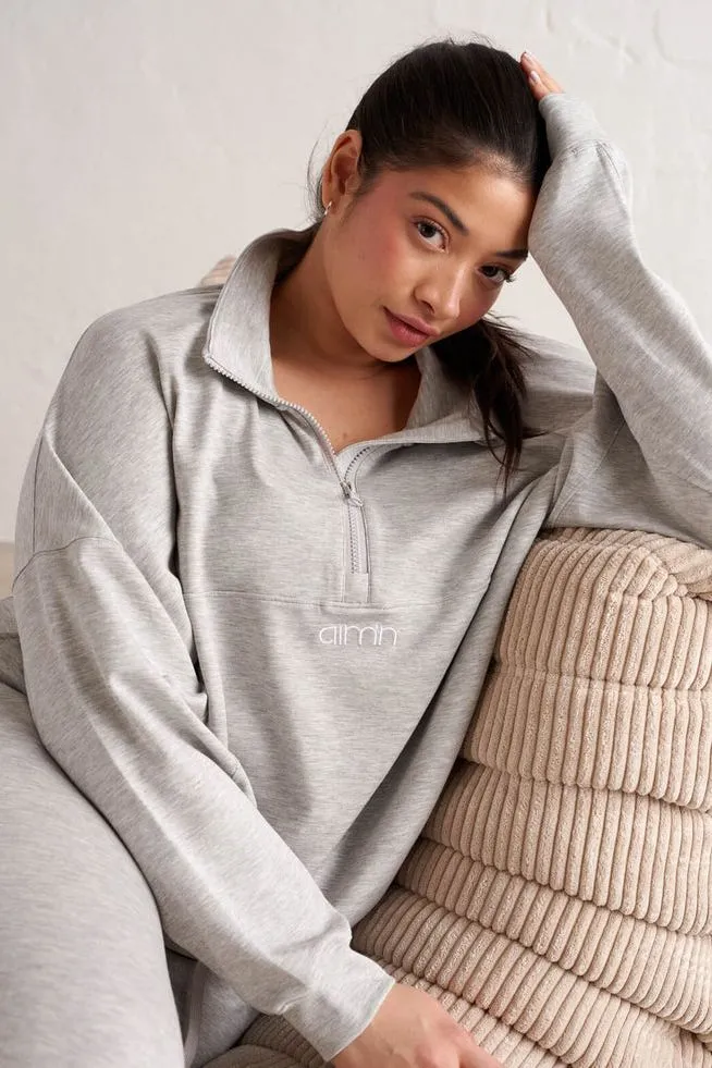 Comfy Half Zip | Light Grey Melange