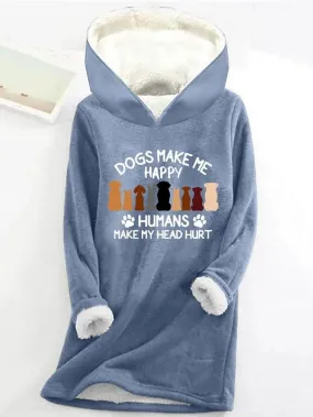 Cozy Sherpa Lined Women's Dog Print Hoodie Sweatshirt