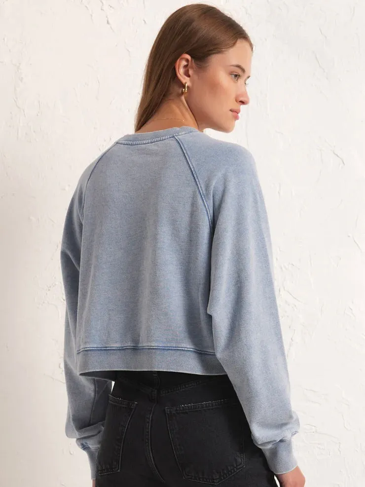 Crop Out Denim Sweatshirt