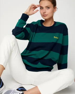 Embroidered Rebody Rugby Striped Sweatshirt Sustainable