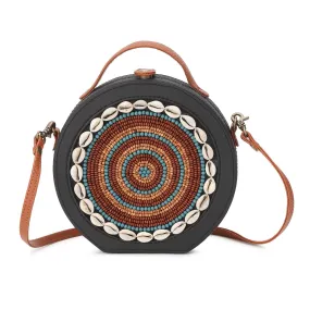 Embroidered Sepia Beads Sling Bag for Women