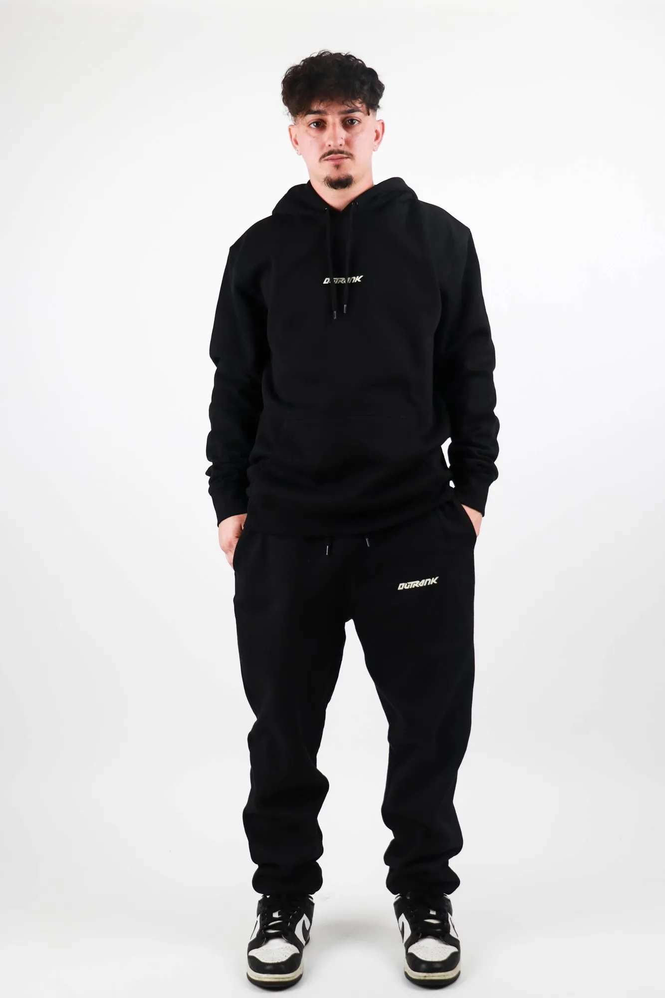 Everyday Flock Print Hoodie- Black