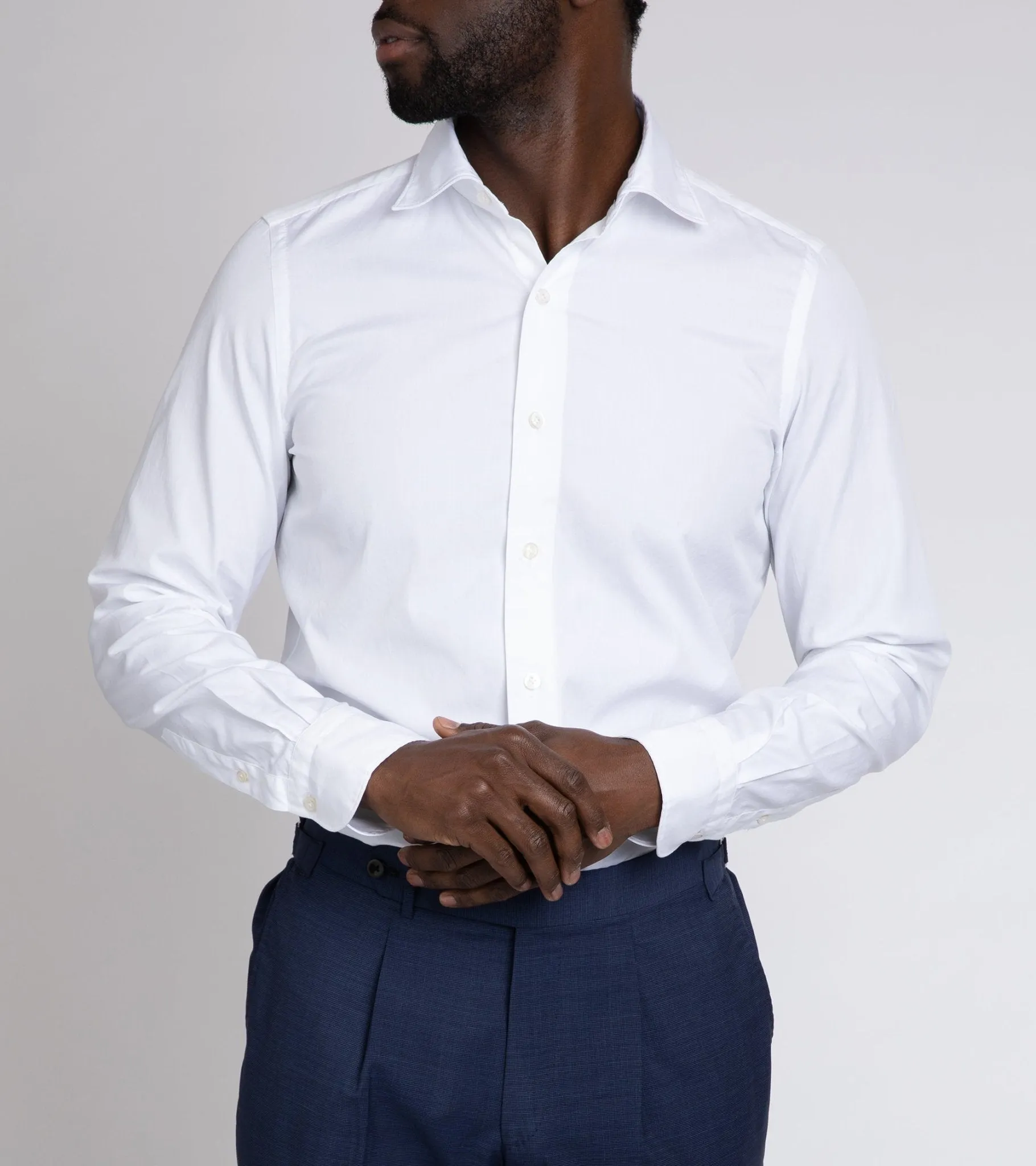 Finamore Gaeta Classic Cotton Luigi Sport Shirt: Fine Oxford White