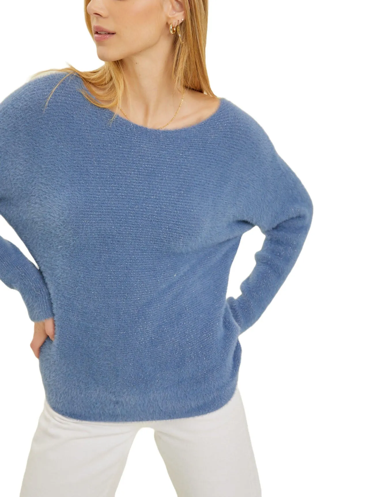 Fuzzy Boatneck Sweater