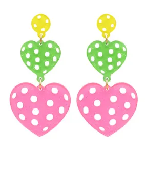 Heart Pickleball Trio Dangle Earrings