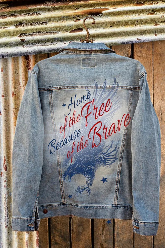 Home of the Free Because of the Brave Denim Jacket - Unisex Sizing