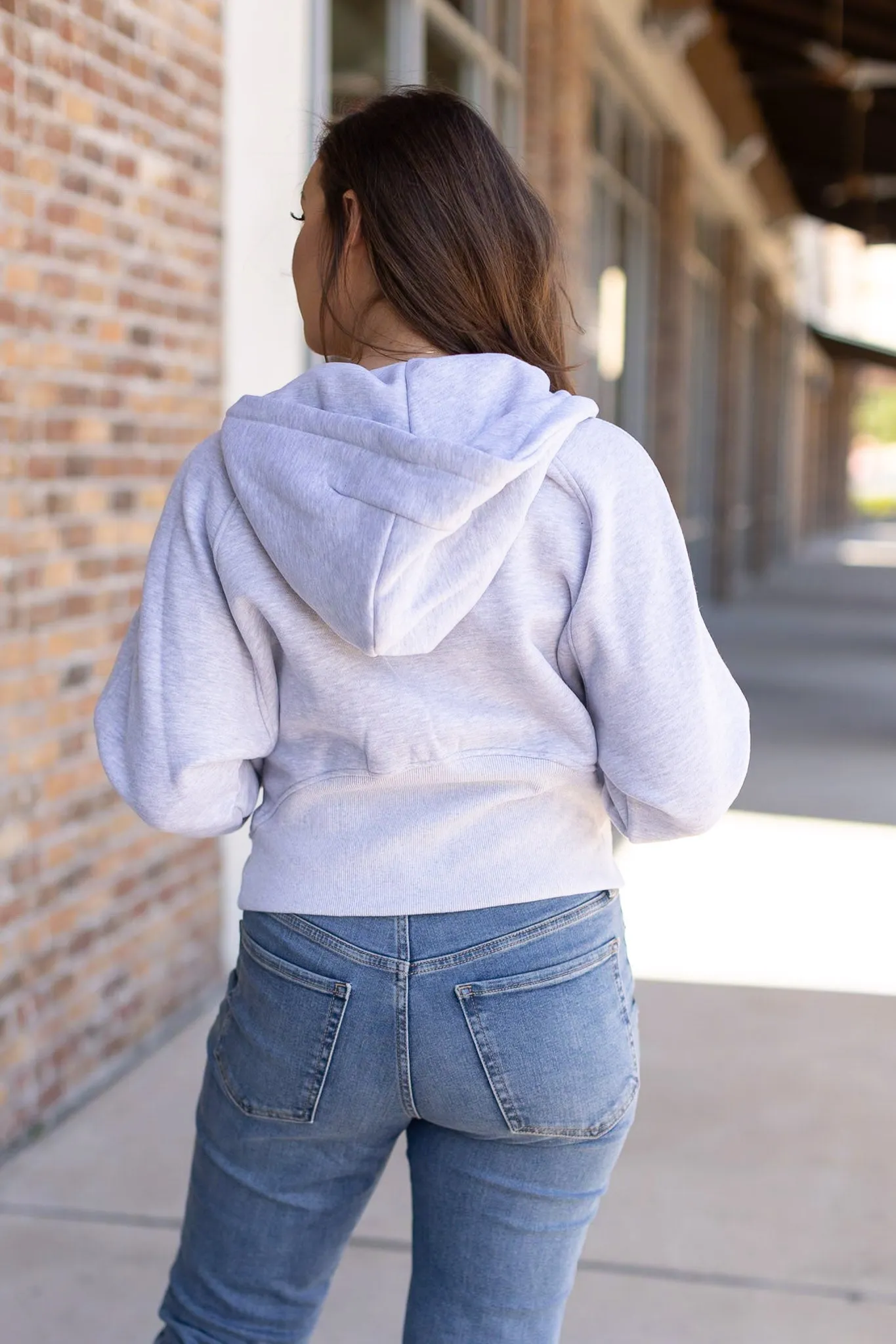 IN STOCK Cozy Short HalfZip Hoodie - Light Grey