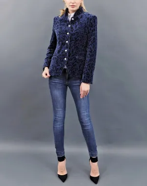 Jacket from jacquard-velvet in midnight blue