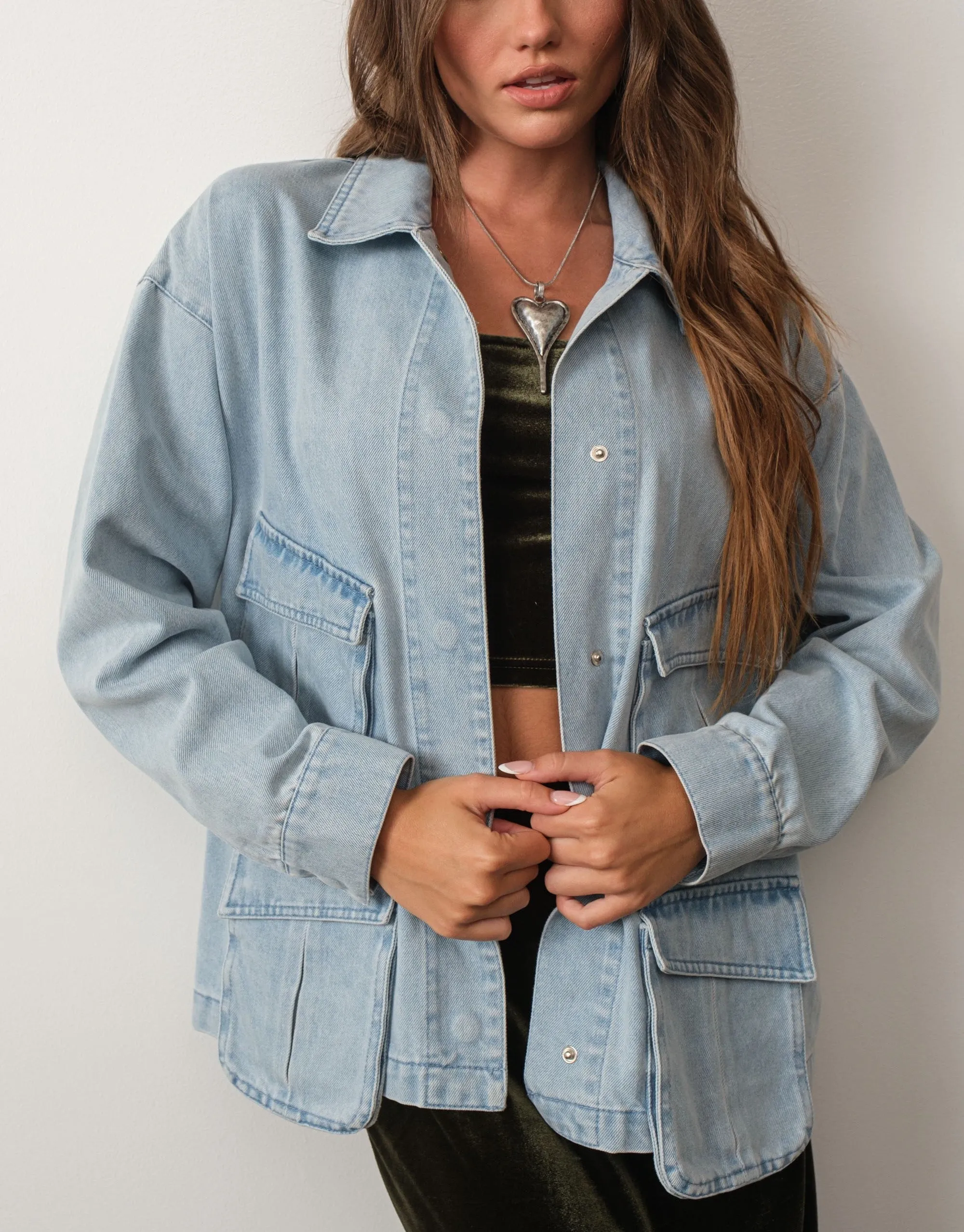 Jade Cargo Pocket Denim Jacket