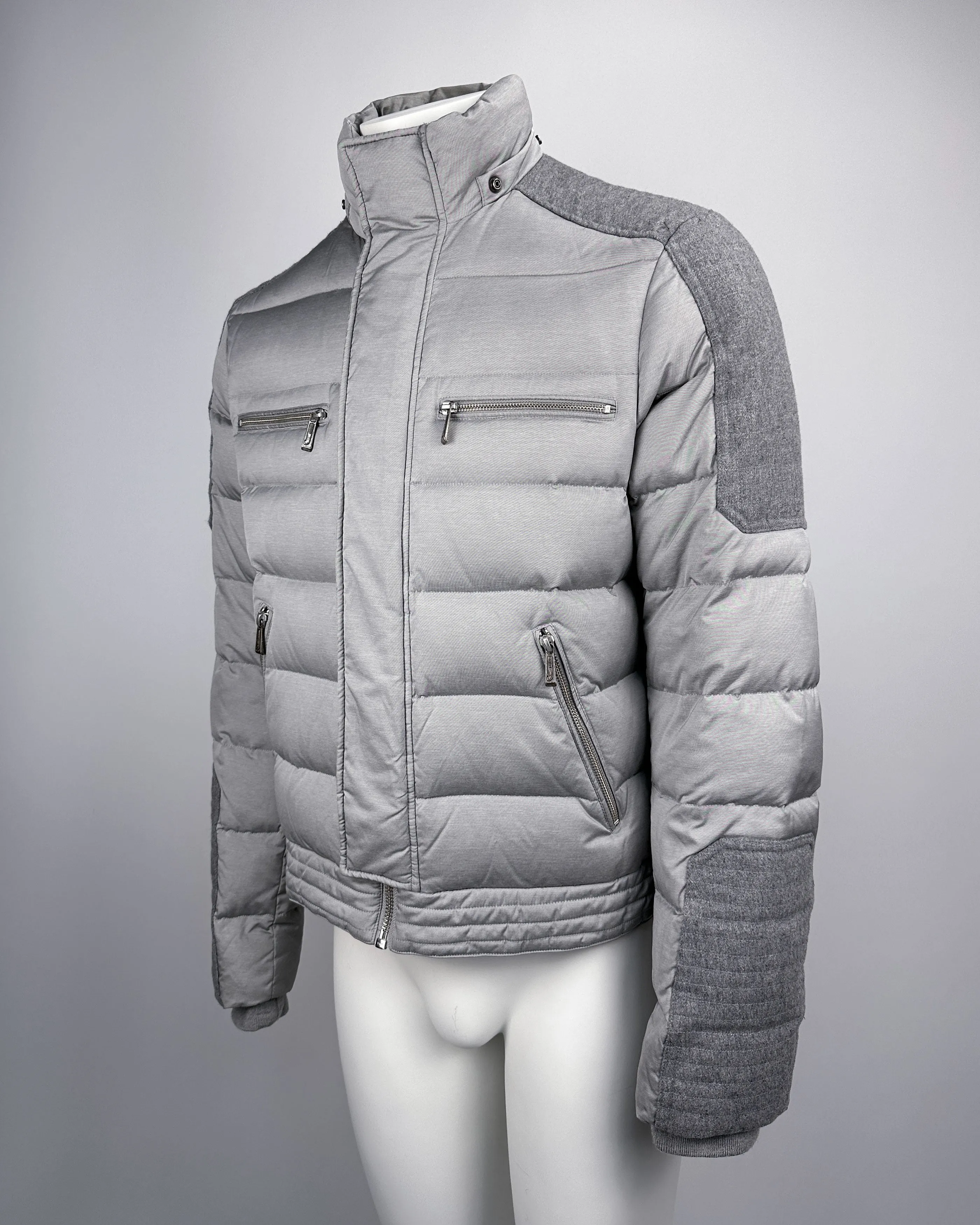 Just Cavalli Removable Hoodie Grey Puffer Jacket 2000's