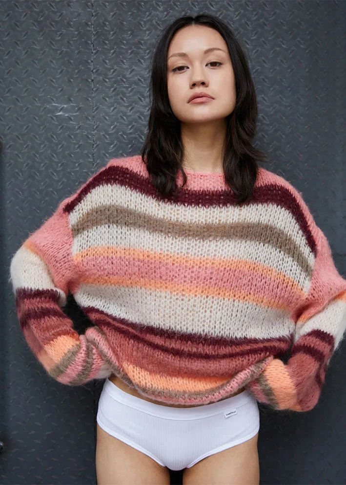 La Rouge Adona Knit Sweater - Cream and pink stripe