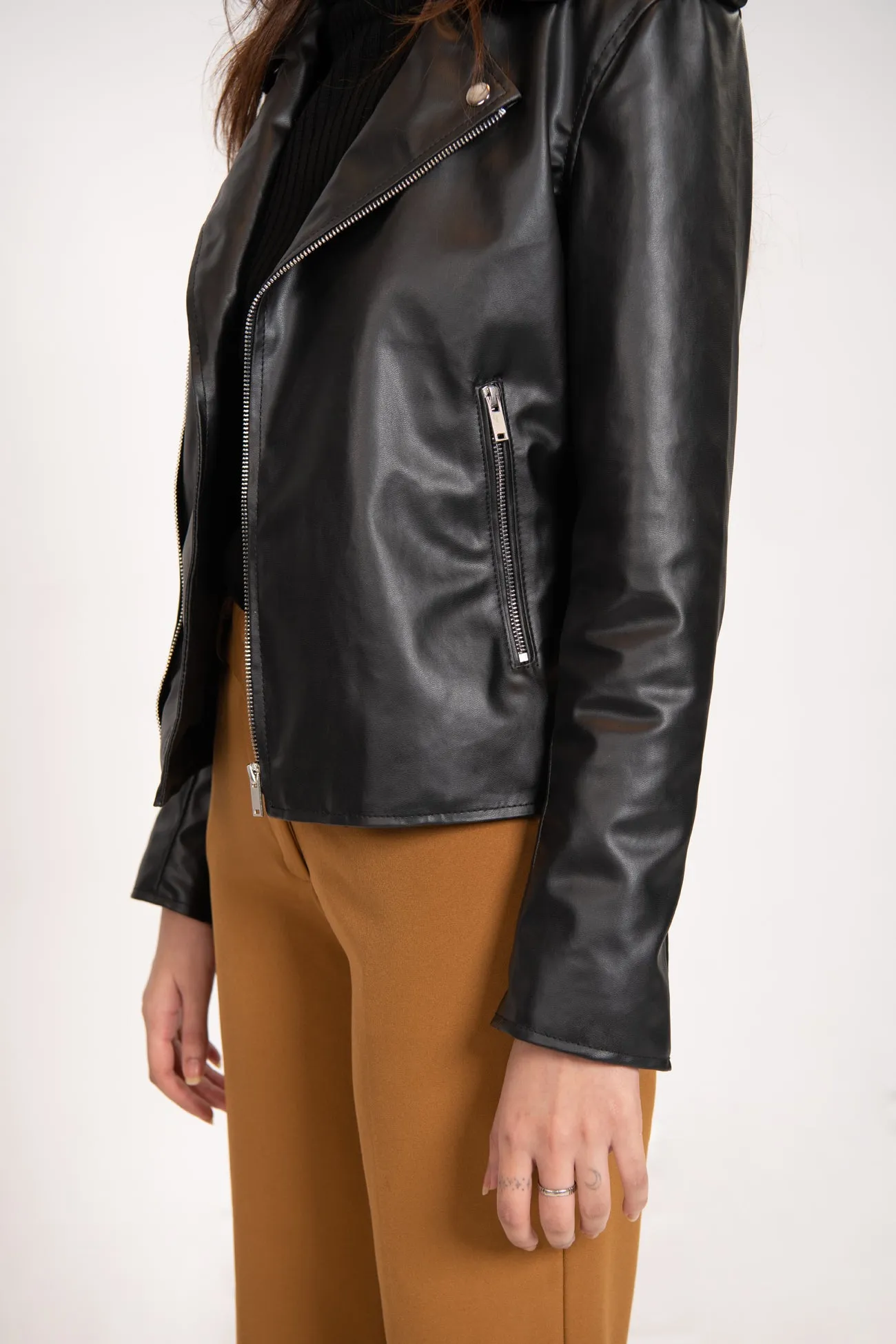 LEATHER EFFECT BIKER JACKET