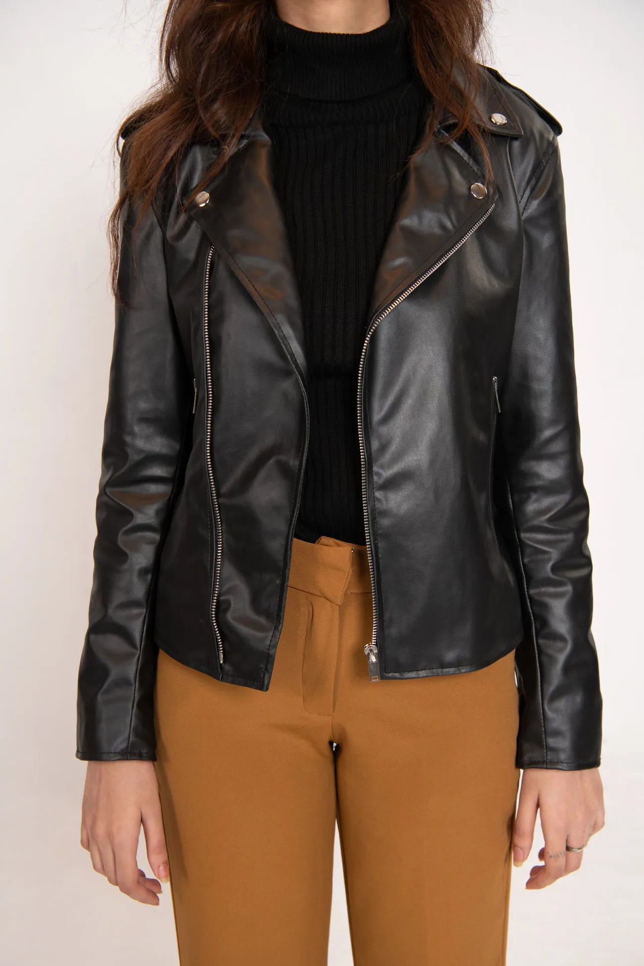 LEATHER EFFECT BIKER JACKET