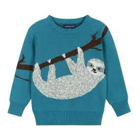 Light Teal Sloth Intarsia Sweater  | Green