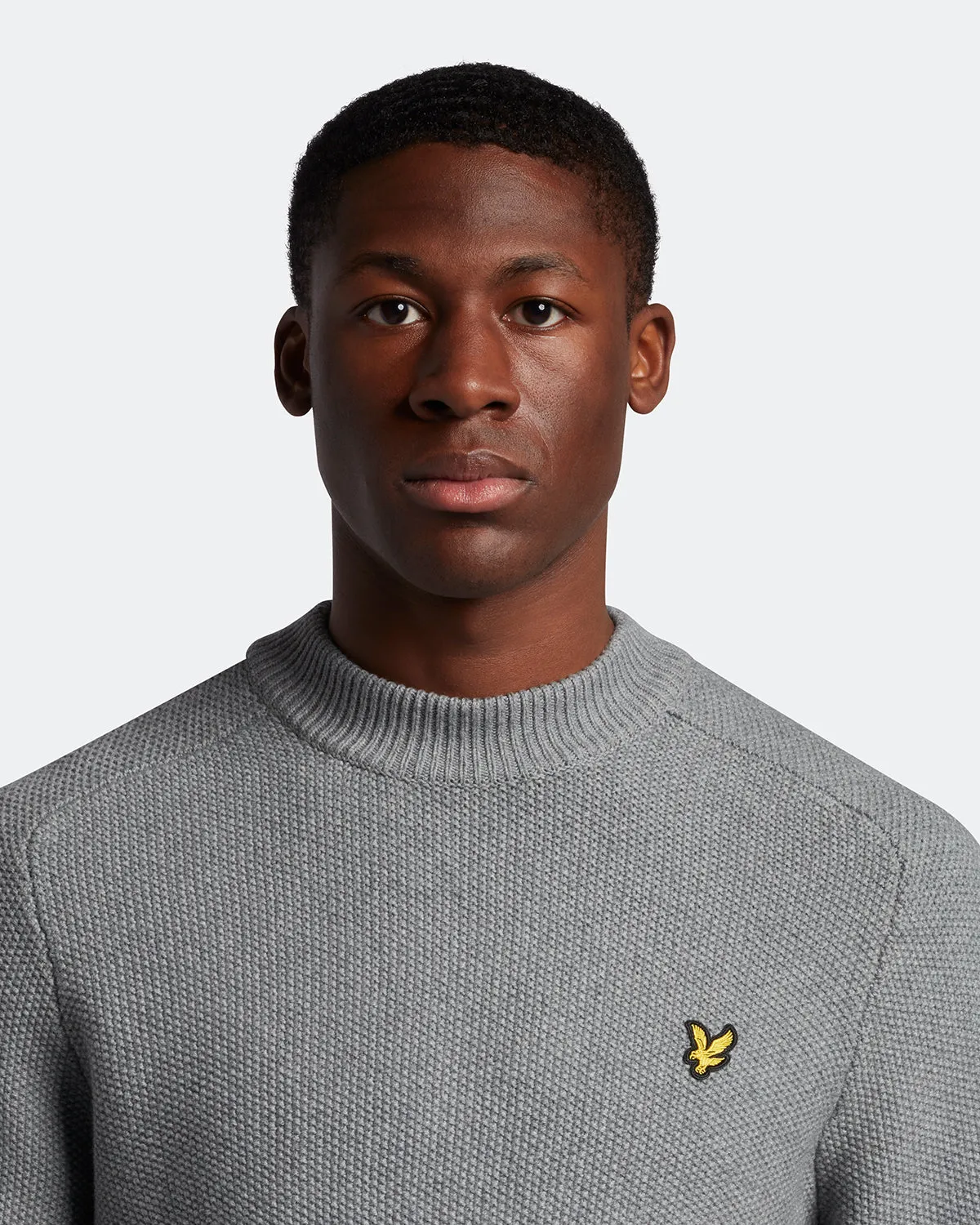 Lyle & Scott Seed Stitch Mock Neck Pullover Mid Grey Marl - SS23