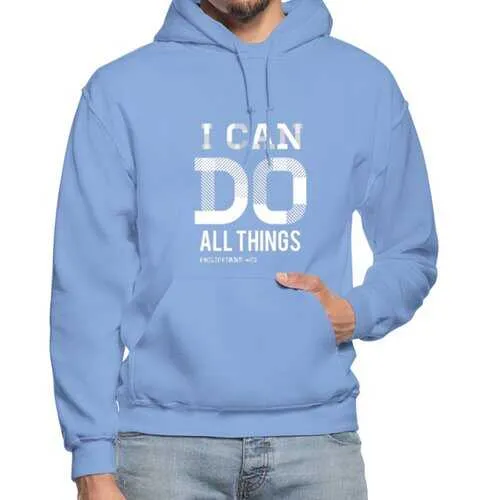 Mens Hoodies, I Can Do All Things Philippians 4:13 Graphic Text Style Heavy Blend Hooded Shirt