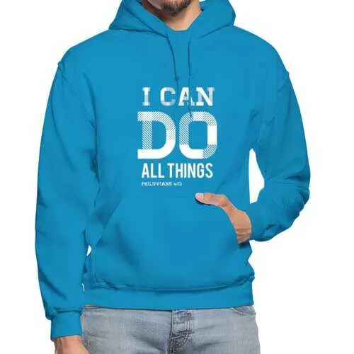 Mens Hoodies, I Can Do All Things Philippians 4:13 Graphic Text Style Heavy Blend Hooded Shirt