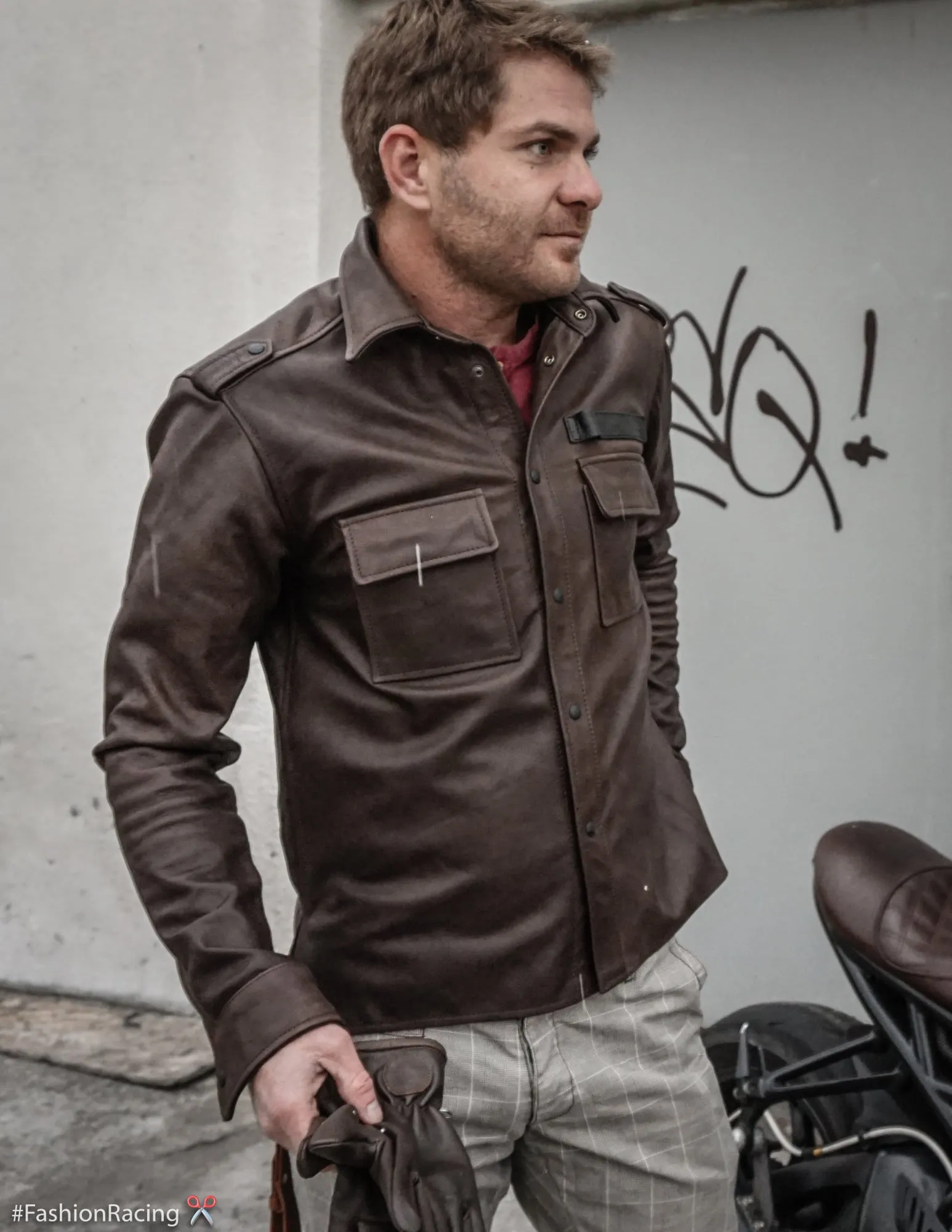 Men's Leather Shirt | Motorcycle Leather Jacket, Cafe-racer