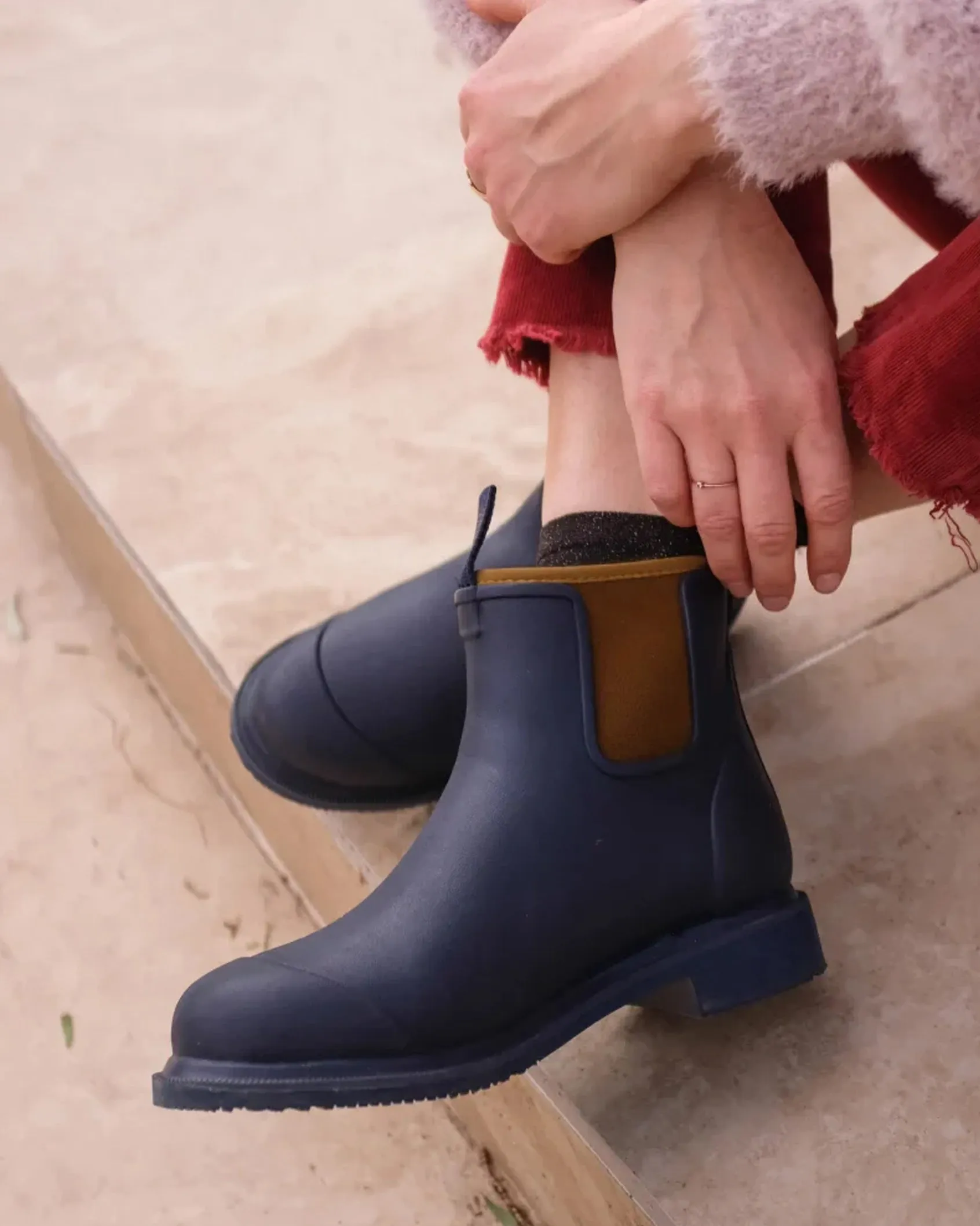 Merry People Bobbi Boot Oxford Blue & Tan