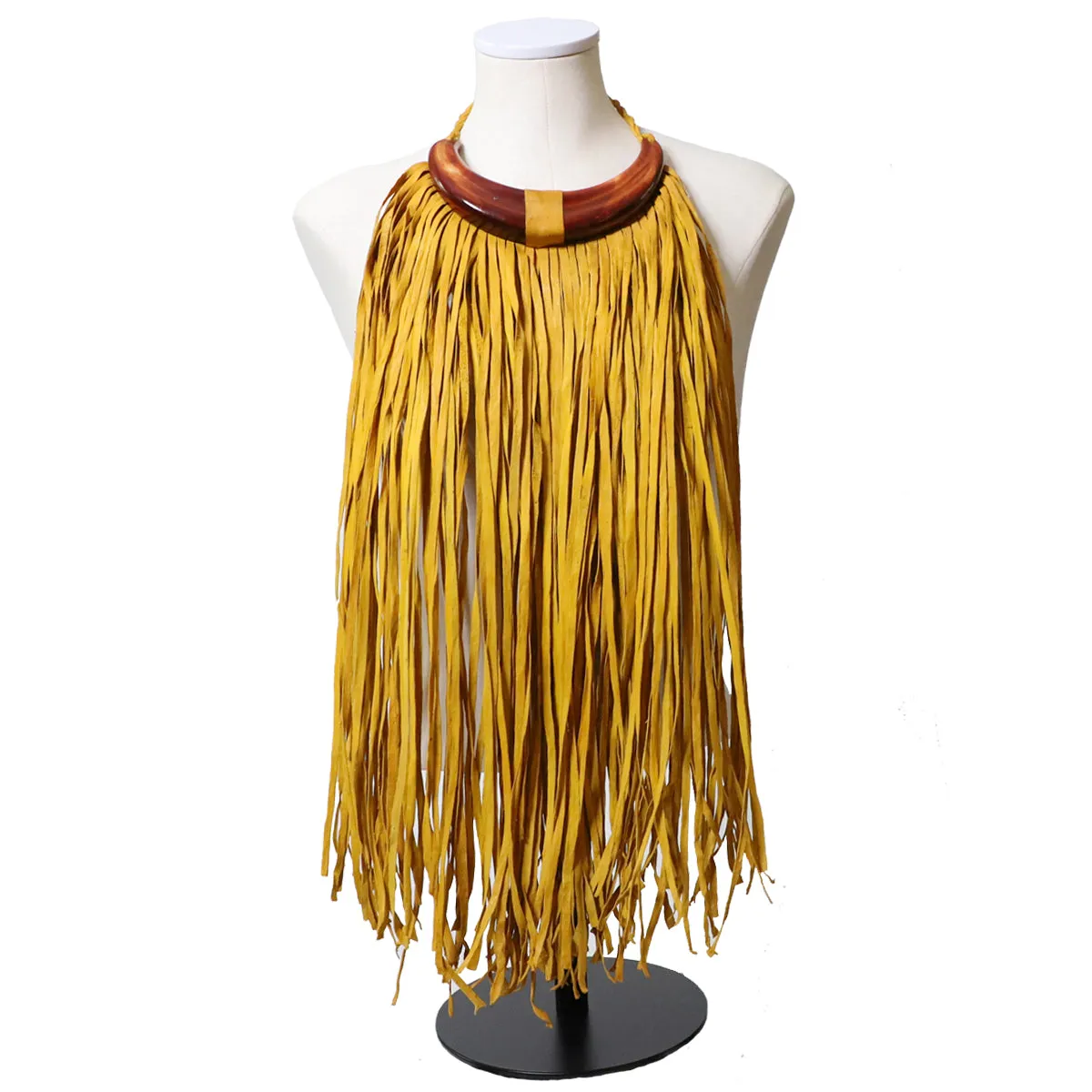 Mwenge Unisex Leather Fringe Necklace | Handmade in Mali