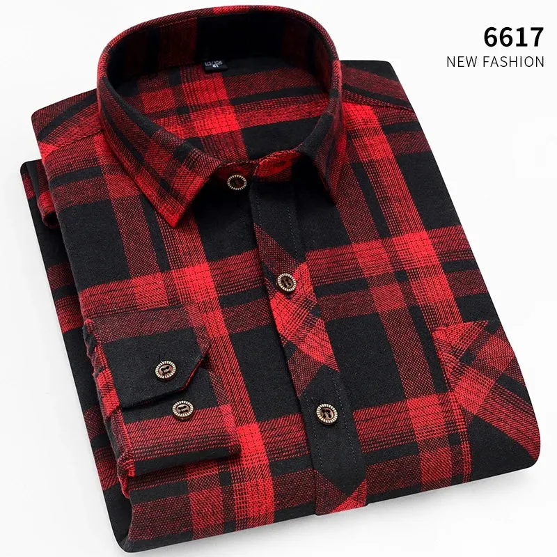 New Fall Casual Men's Flannel Plaid Button Up Shirt (Cotton/Poly)