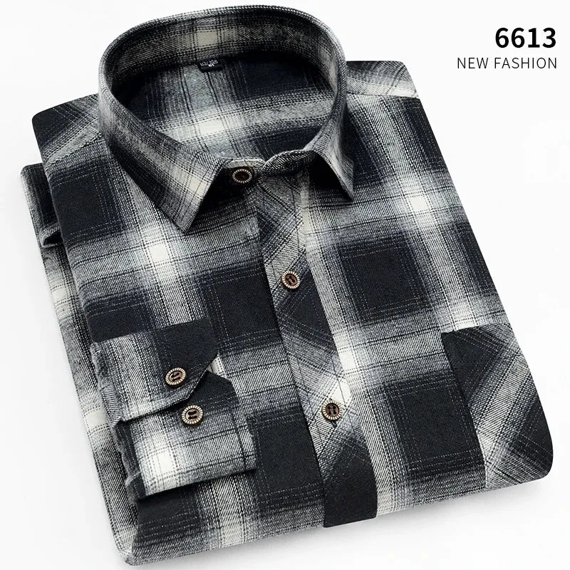 New Fall Casual Men's Flannel Plaid Button Up Shirt (Cotton/Poly)