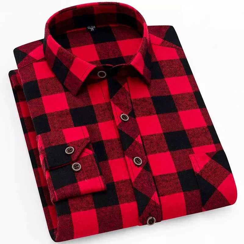 New Fall Casual Men's Flannel Plaid Button Up Shirt (Cotton/Poly)