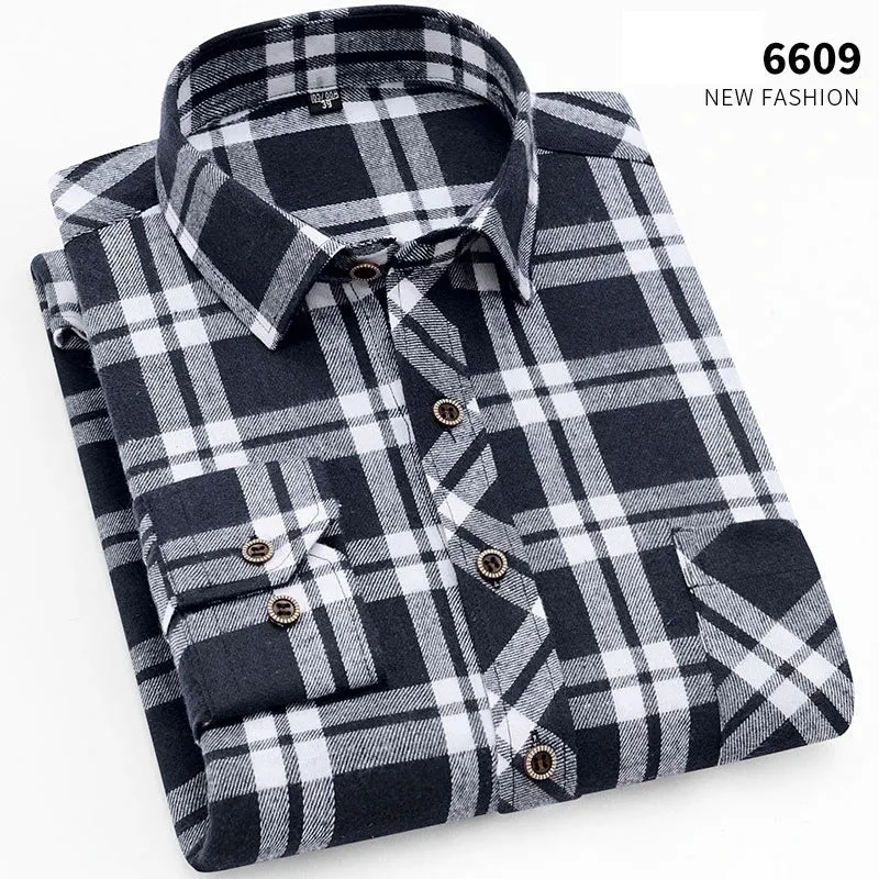 New Fall Casual Men's Flannel Plaid Button Up Shirt (Cotton/Poly)